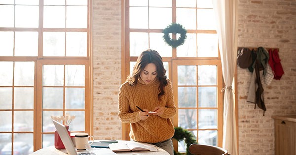 Woman working from home