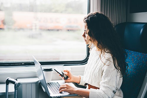 Woman on train